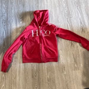 Red hollister zip up jacket